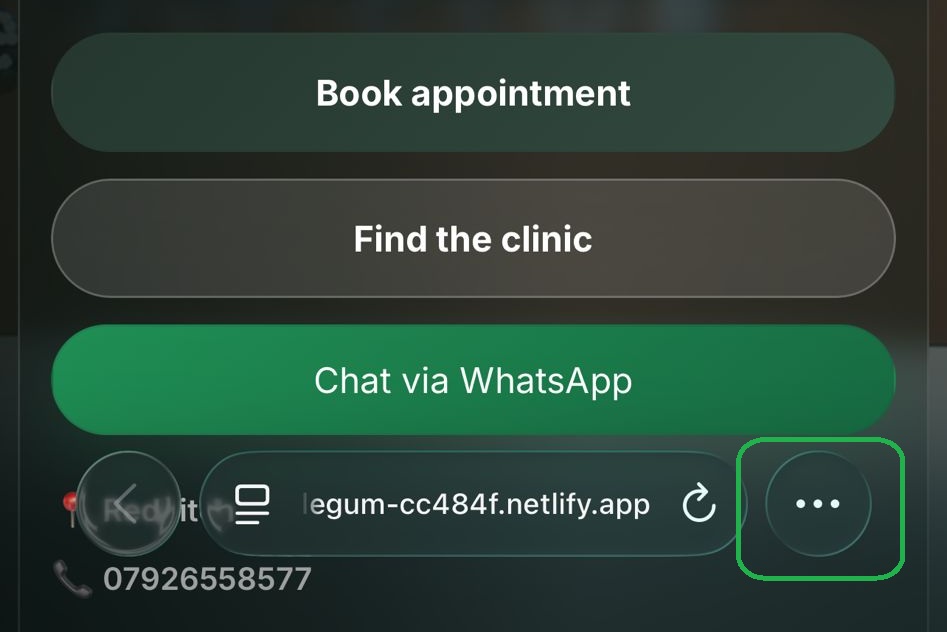 Step 1: tap the browser menu button