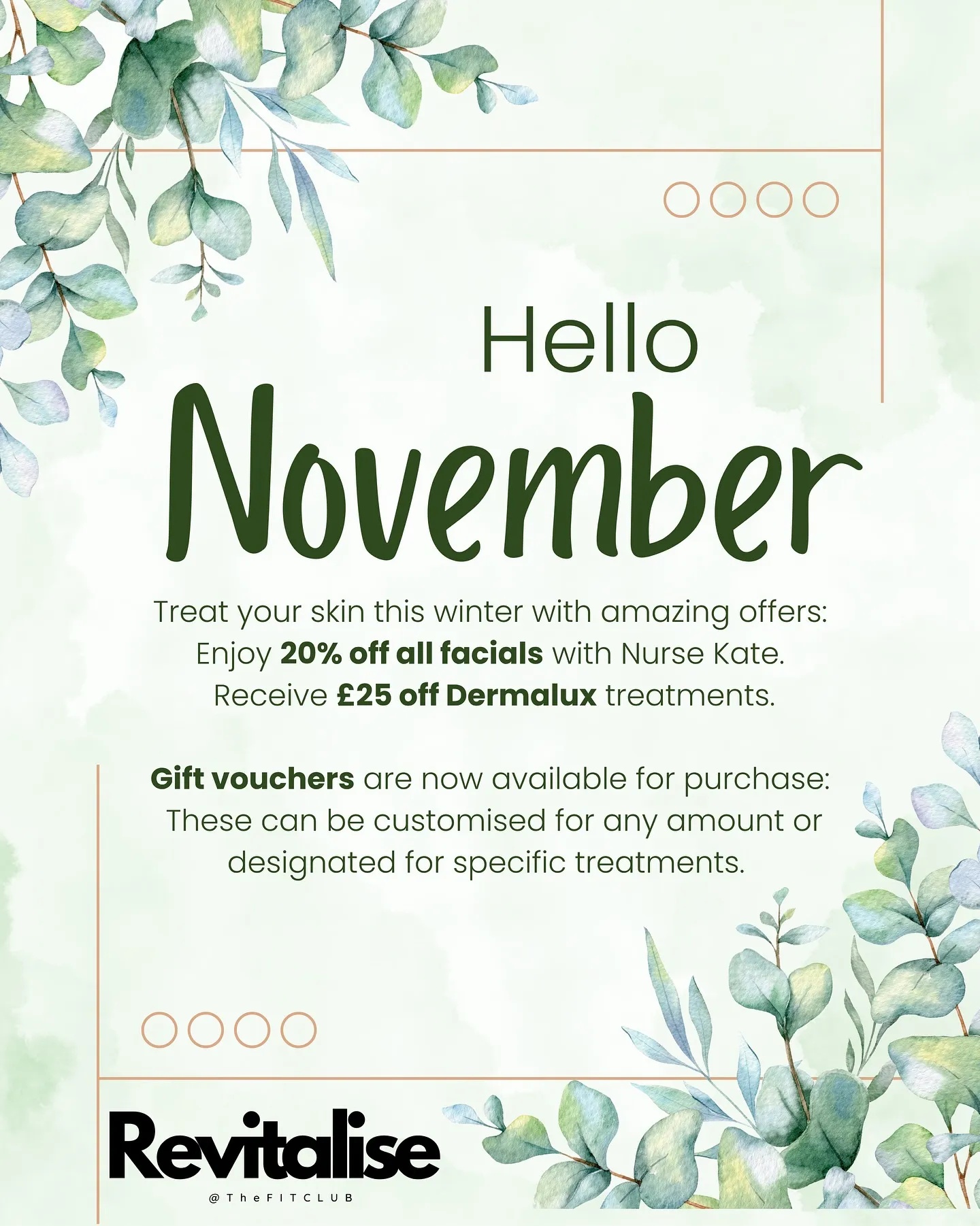 This month’s offers at Revitalise